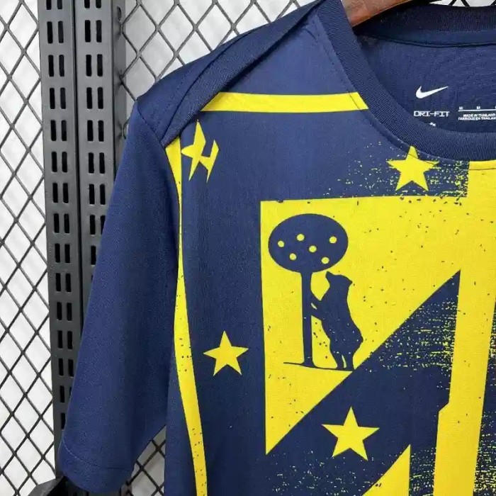 Atletico Madrid 25/26 Pre-Match Blue Yellow Soccer Jersey - Fan Version