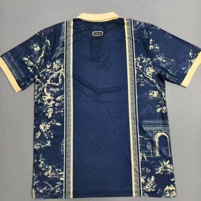 PSG x Air Dior Men Polo Shirt Toile de Jouy Paris Collaboration - Fans Version
