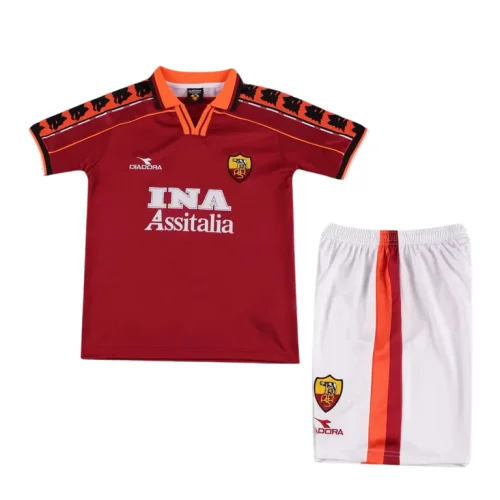 Roma 1998-99 Retro Home Soccer Jersey- Kids Kit
