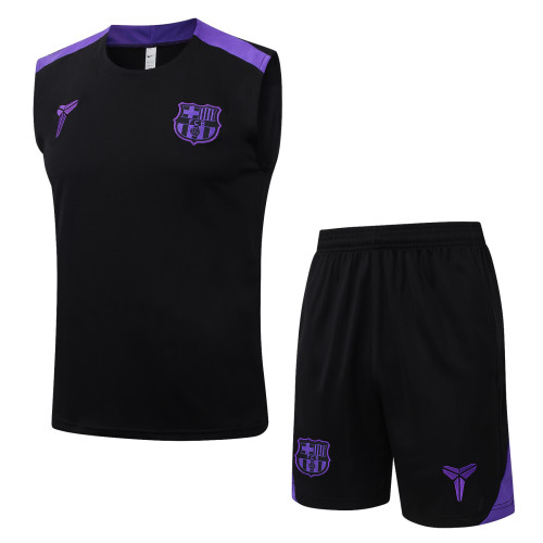 Adult Kit 26/27 Barcelona Black Sleeveless Training set Football shirt + short