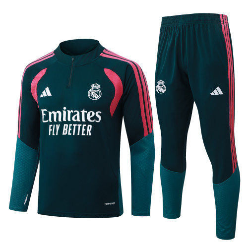 26/27 Real Madrid Dark Green Half Zipper Jacket + Pants