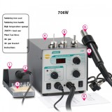 QUICK 705 706W+ Digital Display Hot Air Gun + Soldering Iron Anti-static Temperature Lead-free Rework Station 2 in 1 With 3 Nozzles