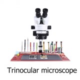 Continuous trinocular microscope 7-45x  3.5-180x  Simul-Focal  microscope