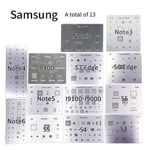 Stencil for samsung series 13pcs/set note2/3/4/6 9300 I9100 I9000 S3 S4 S5 S6 S6 edge S7 edge