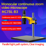 Mechanic MC75L-B3 Monocular Microscrope 0.7X-4.5X continuous zoom 50-63mm single sylinder external display