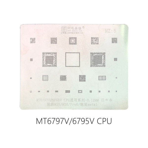 AMAOE MZ5 MZ:5 CPU stencil for Meizu MX5 MX6 Pro6 Meilan metal MT6797V MT6795V universal CPU reballing steel mesh 0.12MM