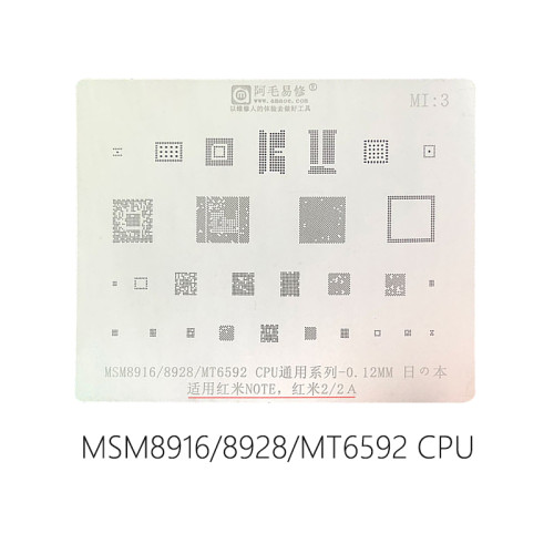 AMAOE MI3 MI:3 CPU universal series stencil MSM8916 MSM8928 MT6592 for Redmi Note Redmi 2 Redmi 2A reballing steel mesh 0.12MM