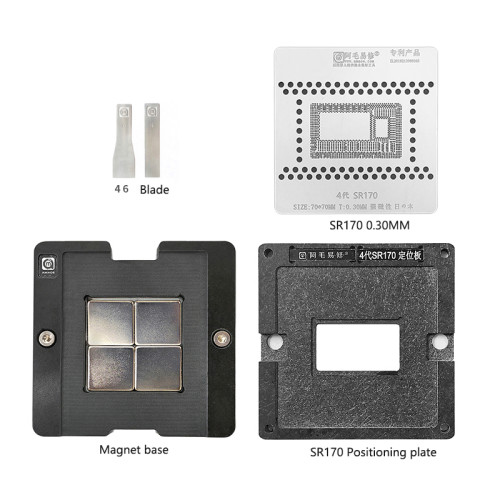AMAOE MAC 4Gen SR170 reballing stencil kit Macbook 0.30MM SR170 CPU steel mesh / SR170 position plate / magnetic base