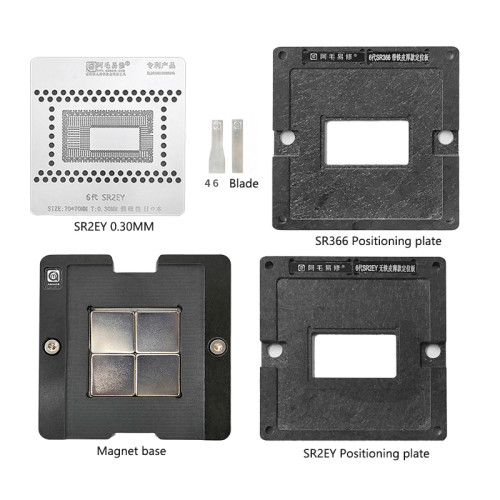 AMAOE MAC 6Gen SR2EY reballing stencil kit 0.30MM 6Gen SR2EY steel mesh / SR2EY position plate / magnetic base / SR666 position plate