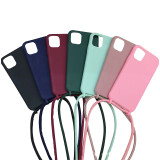 iPhone models silicone case with neck-hanging integrated rope Lanyard silicone phone case