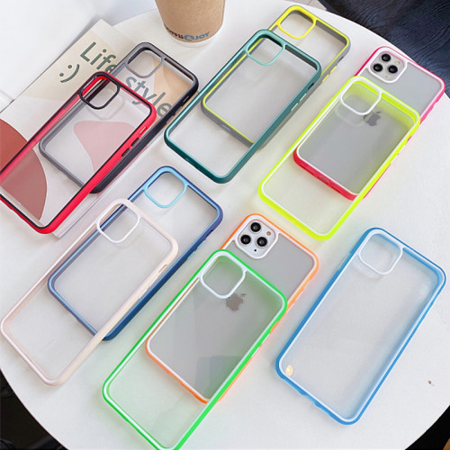 Full cover transparent cases with color side for iPhone 6-11promax two-color iPhone cases 4 side cover transparent contrast border all-inclusive protective iPhone cover cases