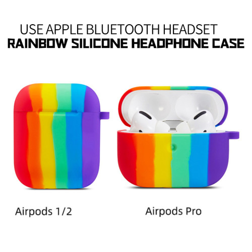 Rainbow Silicone Case for AirPods Pro Headphone Case Apple Bluetooth Headset 1/2 Generation Case