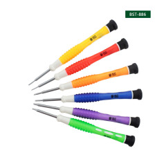 BST-886 6PCS/LOT Phone Repair Screwdriver  with Magnetic For iPhone Samsung Ipad Cr-V Material Bits 0.8/1.2/T6/T5/-2.0/+1.5