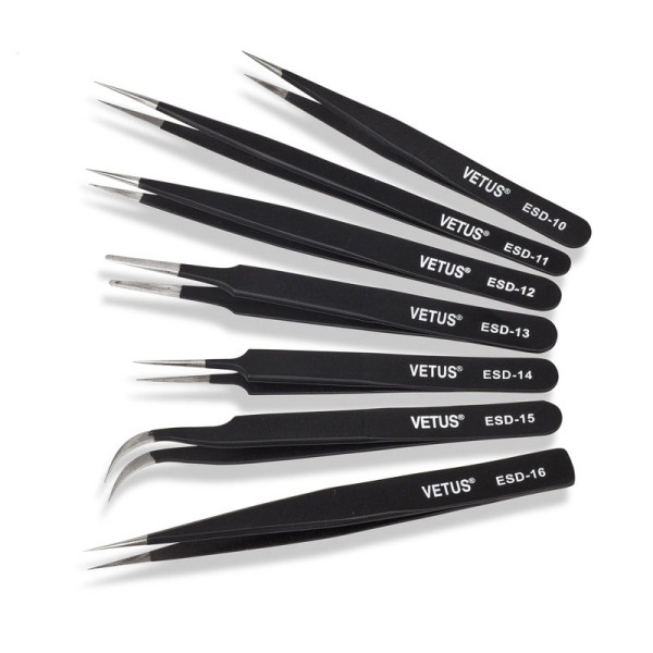 BEST Anti-static Tweezers Stainless Steel Tweezers With Special Tip Thickened Electronic Tweezers Elbow Pointed Flat Mouth Clamping Tool ESD-10/11/12/13/14/15/16