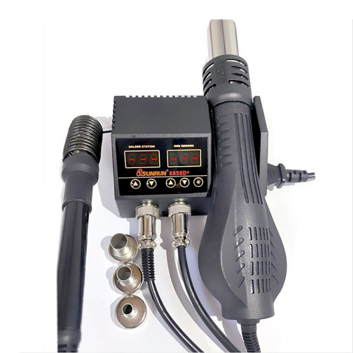 SMD BGA Rework Station Hot Air Soldering Station Hot Air Gun Soldering Iron 2 in 1 8858 8858D+ Soldering Station Repair Tools