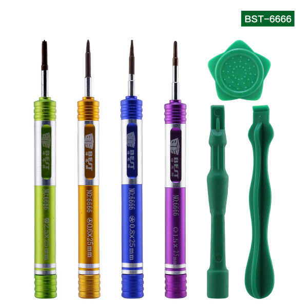 BST-6666 7 in 1 Opening Tools Disassemble Kit for iPhone Samsung Huawei Smart Mobile Phone Repair Tools Kit Screwdriver Set