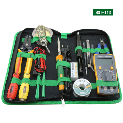 BST-113 Tools box 16 in 1 Household Professional Tools Screwdrivers Soldering Iron Multimeter Tweezers Repair Tool kit Tool box