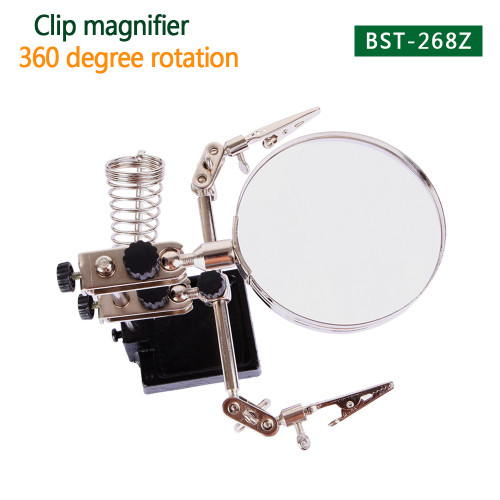 BEST-268Z 360 rotation Adjustable 5X  clip magnifier glass 5 times HD electronic maintenance magnifying Helping Hand Tool Soldering Stand