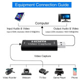 Mini Video Capture Card USB 2.0 HDMI Video Grabber Record Box fr PS4 Game DVD Camcorder HD Camera Recording Live Streaming