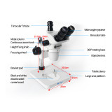 SZ6745T-B1 Trinocular HD Stereo Microscope External Camera Display 0.67X-4.5X Continuous For Mobile Phone Repair Zoom