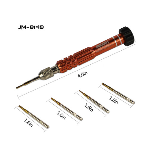 JAKEMY JM-8140 6 pcs in 1 Aluminum-alloy Precision Mini Screwdriver Set with Interchangeable Bits DIY Repair Tool for Cellphone