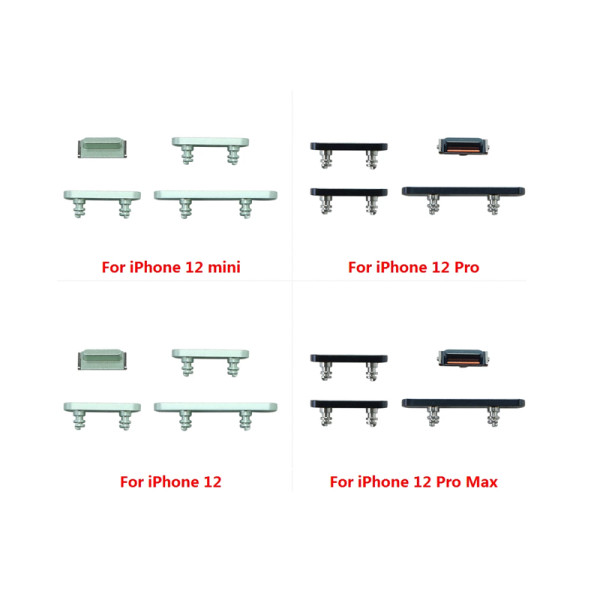 For iPhone 12 mini 12 Pro Max Volume Vibrate Key Switch Power Lock Side Button Full Set Housing Replacement Parts