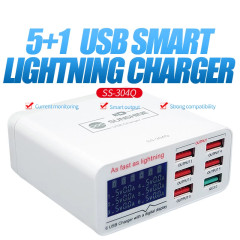 SS-304Q LCD Digital Display Quick USB Charger Multiple 3.0 USB Fast Charging