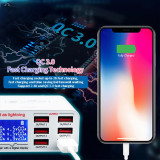 SS-304Q LCD Digital Display Quick USB Charger Multiple 3.0 USB Fast Charging