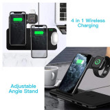 Qi Fast Wireless Charger Stand For iPhone 11 12 X 8 Apple Watch 4 in 1 Foldable Charging Dock Station for Airpods Pro iWatch