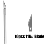 1 Knife Handle + 10pcs Blade Replacement 11A# Wood Cut Paper Knife PCB Repair Scalpel Knife DIY Cutting Tool