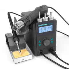 QUICK 8586D+ 2 in1 Hot Air Gun Lead-Free Heating Soldering Station Rework Station with Nozzle For CPU Motherboard Phone Repair Tool