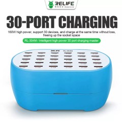 RELIFE RL-304M Smart 160W High Power 30 Ports USB Charger Supports 30 Devices for Mobile Phone Tablet Digital Device Charging