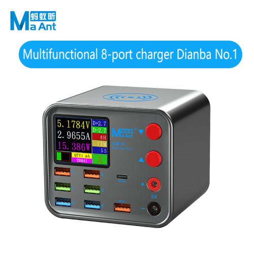 MAant multi-functional 8-port charger for data line detection, short-circuit overcurrent and overvoltage protection, short-circuit repair of burning machine