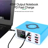 RELIFE RL-304S 8-Port USB Charger Support QC3.0 Wireless PD With Digital Display For Laptop Notebook iPad Phone Fast Charging