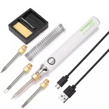 8W 5V Soldering Iron USB Charging Electric Soldering Iron Kit Digital Welding Iron Tool Temperature Adjustable + Stand/ Tin Wire