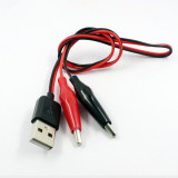 60cm Alligator Test Clips Clamp To USB Male Connector Power Supply Adapter Wire 60cm Power Aligator Clips Test Clips