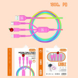 Rainbow fast charging cable 150cm 180cm 300cm  flash charge cable for Android ios