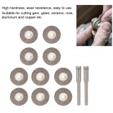 10PCS 25mm Diamond Disc Cutting blades Drill Bit+2 Mandrel Rotary Rod for Grinding Machine Accessory