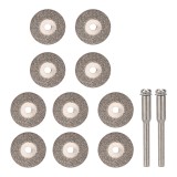 10PCS 25mm Diamond Disc Cutting blades Drill Bit+2 Mandrel Rotary Rod for Grinding Machine Accessory