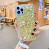Gradient Glitter Rhinestone Butterfly Epoxy Transparent Soft Shell Phone Case for iphone