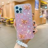 Gradient Glitter Rhinestone Butterfly Epoxy Transparent Soft Shell Phone Case for iphone