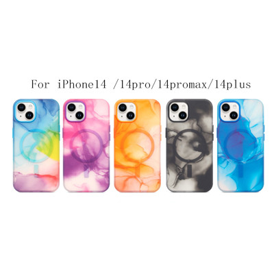 Suitable for iPhone14promax watercolor magnetic mobile phone shell liquid silicone Apple 14 original official website protective cover