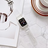 For iWatch S1-S7 2in1 one-piece transparent watch strap glacier double-hole protective case with stainless steel buckle batch