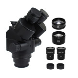 2020 Black 3.5X-90X 7X-45X Trinocular stereo Microscope digital electronic Microscope Head+WD0.5x 2.0x Auxiliary Len