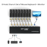 MT-Viki 8 Ports KVM Switch Manual Push Button Eight Hosts Share One Monitor/Multiple USB Devices With Original Cable MT-801UK -L