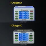 Mechanic iCharge 8A/8C 8 port charger 45W/50W LED Digital display charging station QC 3.0 18W PD 20W Quick Charger