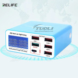 RELIFE RL-304P Smart 6-Port USB Digital Display Lightning Charger PD3.0+QC3.0 for All Mobile Phones And Tablet Charging Support
