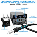 SUGON 8630Pro 1300W Hot Air Gun Digital Display BGA Rework Station Curved Nozzle Welding Repair Desoldering Station