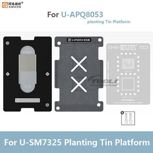 AMAOE U-APQ8053 BGA Reballing Stencil Set for GoPro Motion Camera BGA216 CPU Steel Mesh for Phone Maintenance