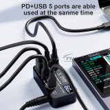 QIANLI MEGA-IDEA K367H 7-Port USB Hub with Corresponding Switch P605S 60W Digits Display Quick Charging Power Supply
